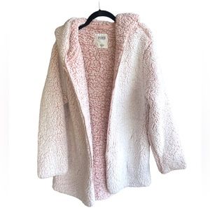 PINK Victoria’s Secret Light Pink Fuzzy Hooded Sherpa Cardigan One Size
